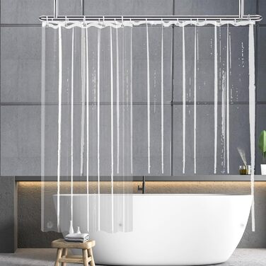 Шторка для душу YISURE, 120 x 200 см, прозора, водонепроникна, з магнітною фіксацією