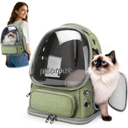 Рюкзак-переноска для котів та собак ALLSOPETS Bubble, зелений, до 7.5 кг