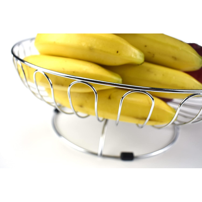 Металевий кошик для фруктів та овочів з ручкою - 3 яруси, великий, з нержавіючої сталі, з циркуляцією повітря (45см, Ø30-24-16.5см), сріблястий