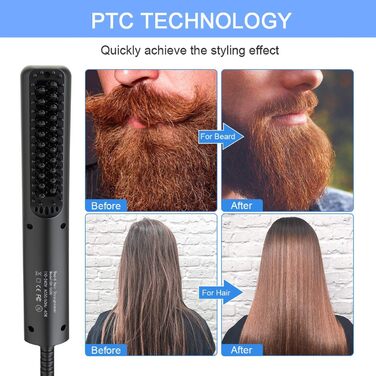 Lidasen 2-in-1 Electric Beard and Hair Straightener Brush - Premium Ionic Hair & Beard Straightening Kit