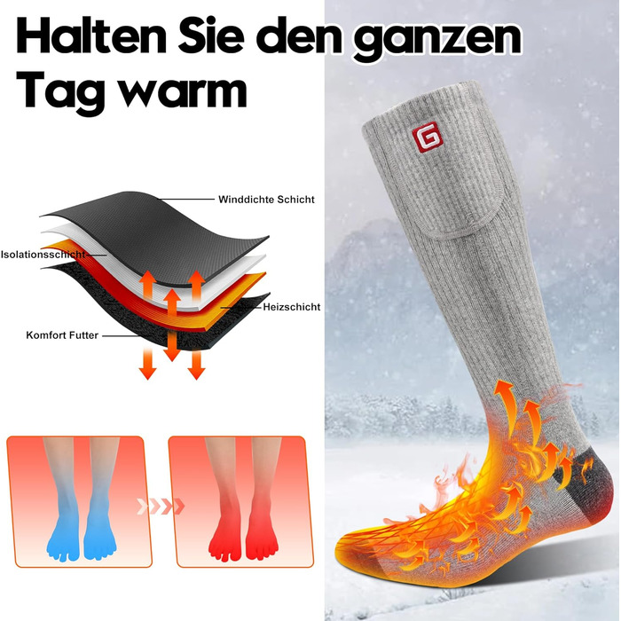 Спортивні грілки для ніг Svpro з акумулятором для чоловіків та жінок. Електричні грілки для ніг, теплі, для кемпінгу, полювання, сірі (L).