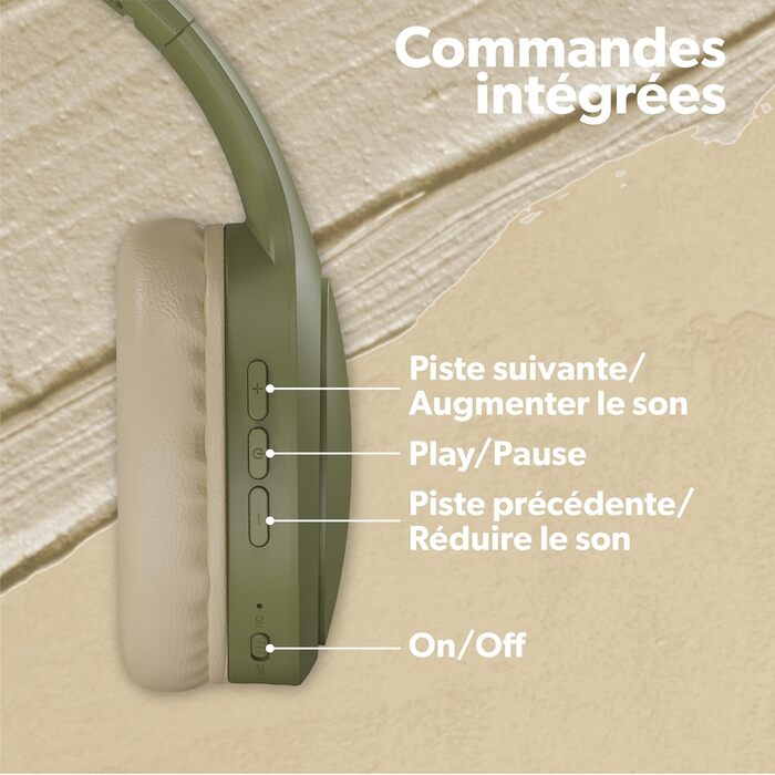 Бездротові навушники T'nB, складні, з пасивною шумоізоляцією, Bluetooth, стерео, мікрофон, до 30 годин роботи, зелені