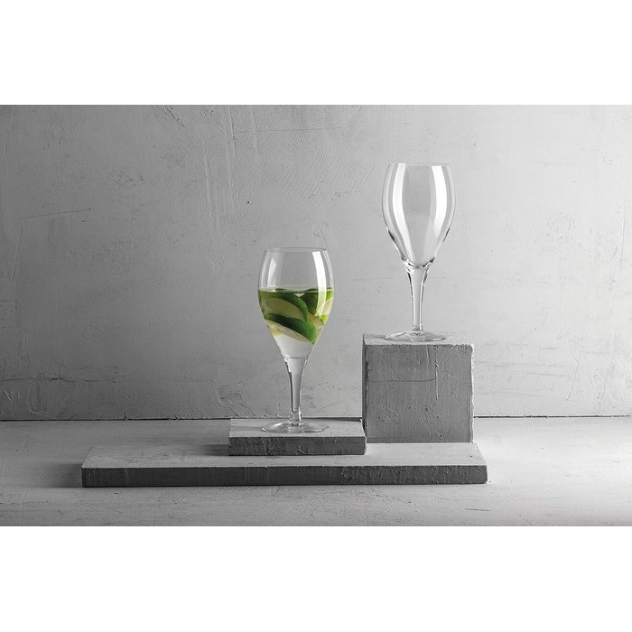 ilios Wine Glass Spritzer, 0.36 l with 1/8 + 1/4 graduation marking, (6 x 360ml), 6-pack, Clear