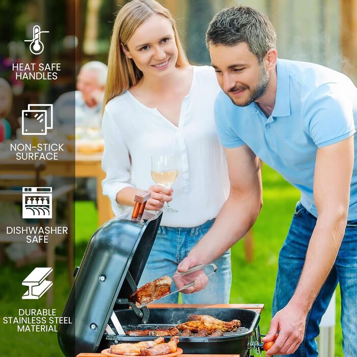 Набір гриля AWOOM 20 предметів: шампури, щипці, лопатка, щітка | З гриль-кофром | Для барбекю, кемпінгу та вечірок