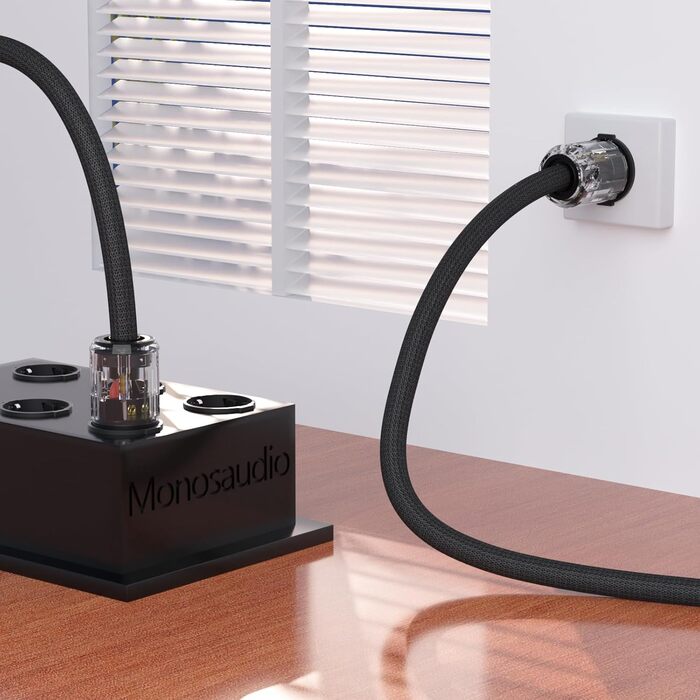 Hi-Fi мережевий кабель Monosaudio P029 1.5м, мідний OFC, High-End кабель живлення EU Schuko — IEC C15 для підсилювача, DVD, сабвуфера та декодера