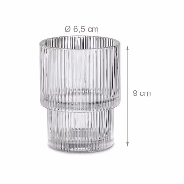 Relaxdays Decorative Glassware, Ribbed, Set of 4