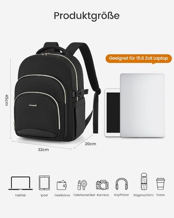 LOVEVOOK Рюкзак для жінок, 15.6 дюймів, водонепроникний, для школи, підлітка, елегантний, для роботи, навчання, подорожей, універсальний, чорно-бежево-коричневий