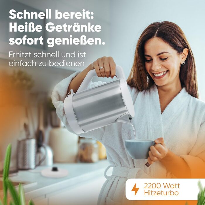 Електричний чайник Bomann WKS 3002 CB: нержавіюча сталь, 1,5 л, BPA free, зручне управління, білий