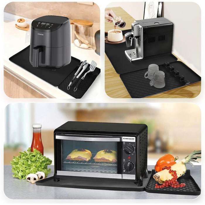 Стійка до вогню силіконова підставка 48x30 см для фритюрниці, кухонного приладдя, захист від нагріву, робочої поверхні, кавомашини, сумісна з Ninja, Cosori, Philips Airfryer