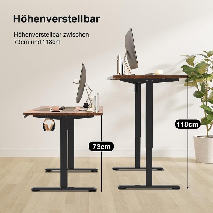 Регульований стіл Homall 140x60 см з USB-роз'ємом, комп'ютерний стіл для дому та офісу, ергономічний, білий