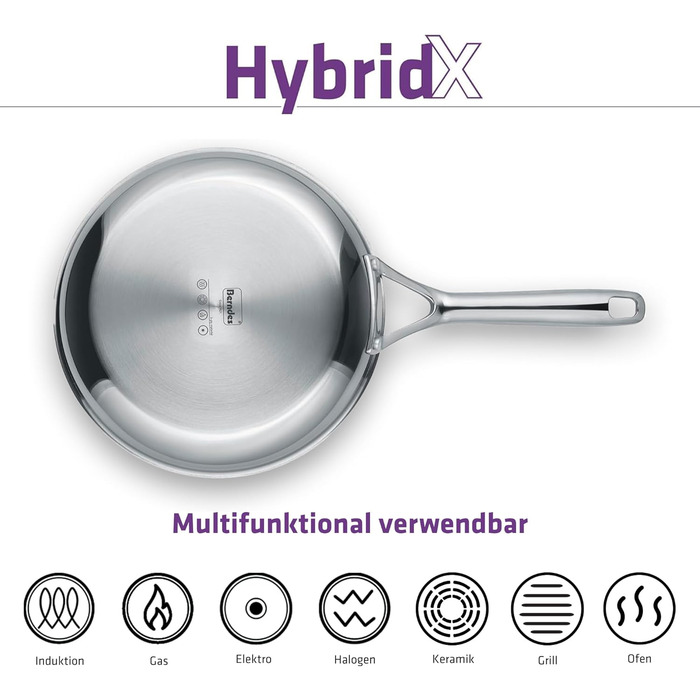 Сковорода Berndes HybridX 28 см з антипригарним покриттям b.nature Quartz - для всіх типів плит, включаючи індукційні. Без PFAS.