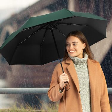 Автоматичний парасолька-тростина, стійкий до вітру, з захистом від UV, легкий та міцний, білий (темно-зелений)