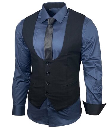 Чоловічий костюм трійка Slim Fit: Жилет, піджак, краватка (Anthrazit, XXL) - B-101