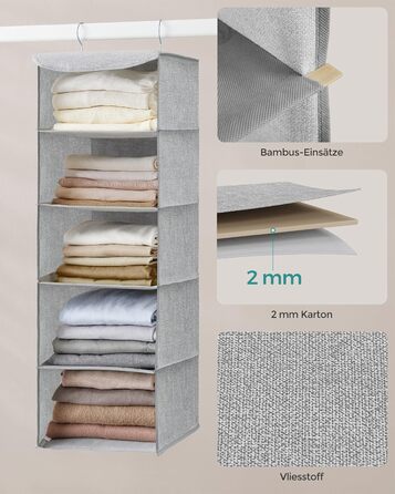 Органайзер для шафи SONGMICS, вішалка для одягу, полиця-органайзер, сіра, 2 шт.