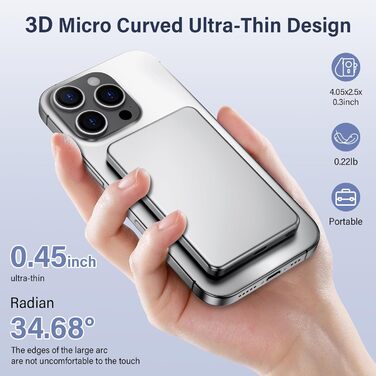 Power Bank MiniMag Ultra Slim 5000mAh з PD 22.5W та бездротовою зарядкою 15W (Mini, Portable, iPhone, Android)