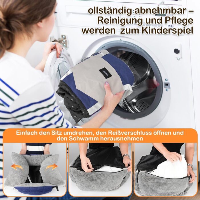 Автокрісло для собак 3-в-1 – переносна ліжко для маленьких собак, з розкладною поверхнею, м'яким матрацом, для переднього або заднього сидіння, внутрішнє та зовнішнє використання (04-Blau)