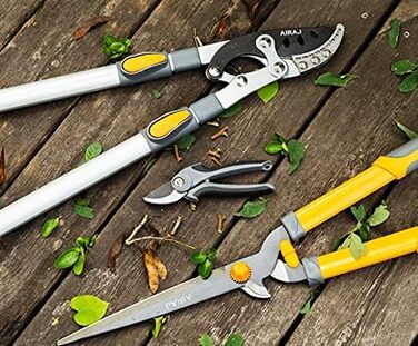 AIRAJ Telescopic Pruning Shears, Sharp SK-5 Carbon Steel Blade, Ergonomic Stable, Non-Slip Handle, Labor-Saving Four-Point Lever Design, Adjustable Reach 70-103cm Pruning Shears