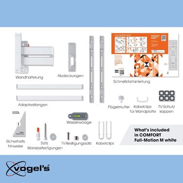 Кріплення для телевізора Vogel's Comfort TVM 3445, поворотне, для телевізорів 32-65 дюймів, до 25 кг, кут повороту 180°, VESA 400x400, білий