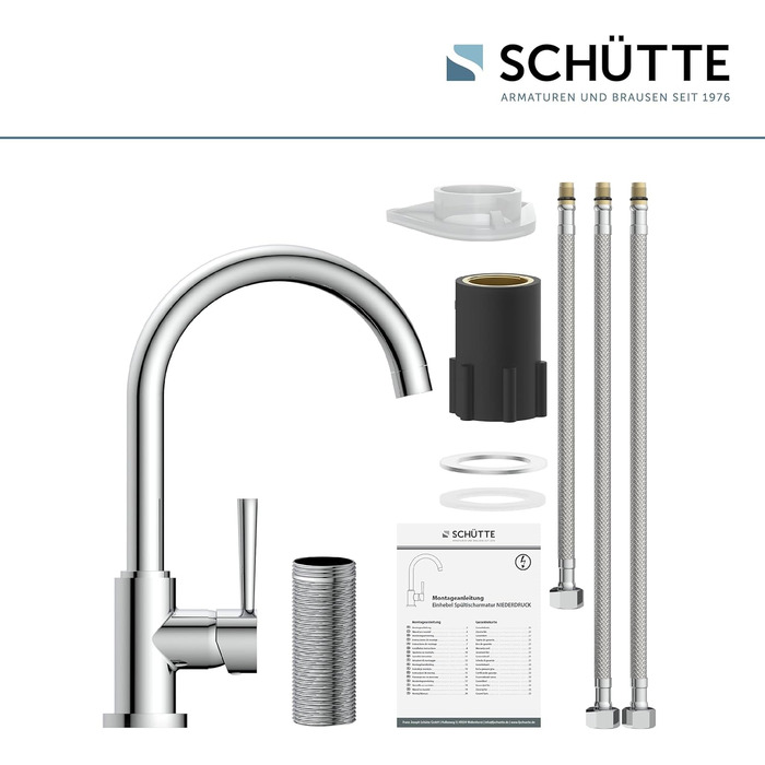 Кран кухонний SCHÜTTE Cornwall, 360° поворотний, з однорідним змішувачем, для раковини, хром, низький тиск