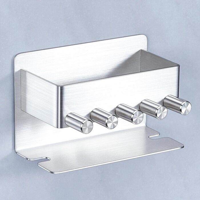 Тримач для зубних щіток GGQ настінний, для електричної зубної щітки, без свердління, самоклеючий, з підставкою для зубної пасти (срібний)