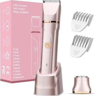 Електричний жіночий тример 2-в-1 Intimrasierer: для бікіні-зони та під пазухи, з видатними керамічними лезами, водонепроникний IPX7 (червоний)