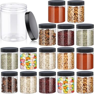 Набір контейнерів для зберігання 16 шт. по 500 мл з кришкою, BPA-Free, прозорі пластикові контейнери для продуктів та солодощів