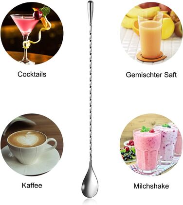 Набір з 4 коктейльних ложок Barlöffel, 30 см, нержавіюча сталь, для Мартіні, лате макіато та шейкерів