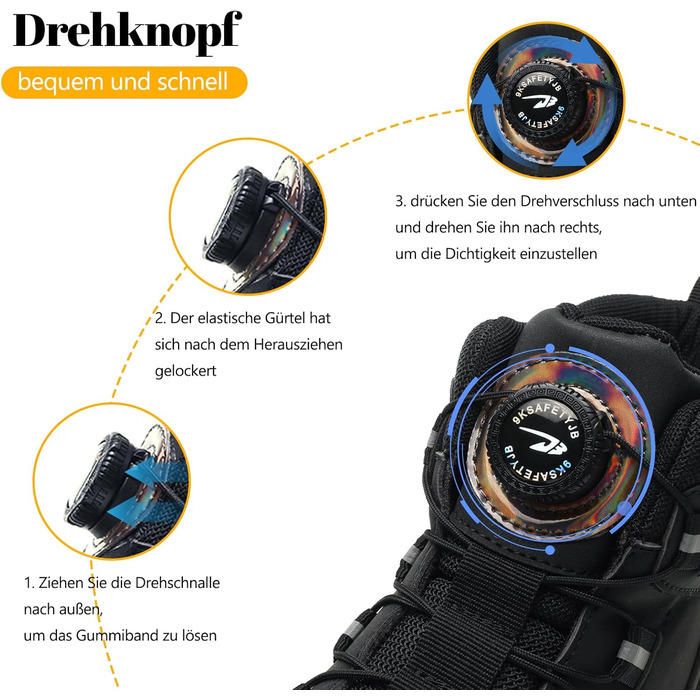 Черевики безпеки чоловічі/жіночі, водонепроникні робочі черевики, високі, з металевим підноском, антиковзаючі, легкі, чорні, з поворотним замикачем, 43 EU