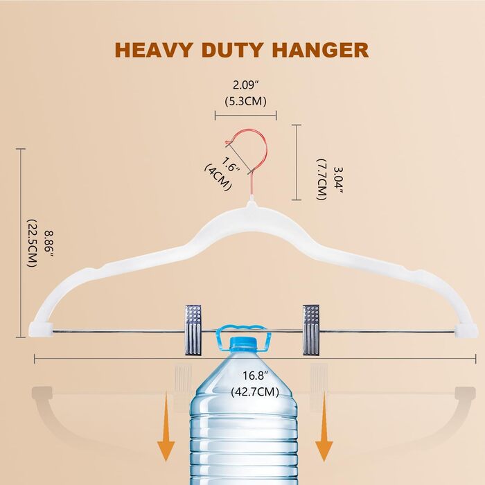 Набір вішалок для штанів Stormix 24 шт. з кліпсами, 42 см, рожево-золоті гачки, для штанів, спідниць, суконь, курток, пальто
