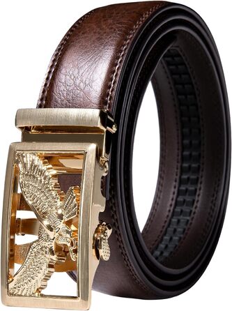 Чоловічий шкіряний ремінь Barry Wang чорного кольору з автоматичною пряжкою (3 варіанти), регульований бізнес-пояс, довжина 130 см, у подарунковій коробці