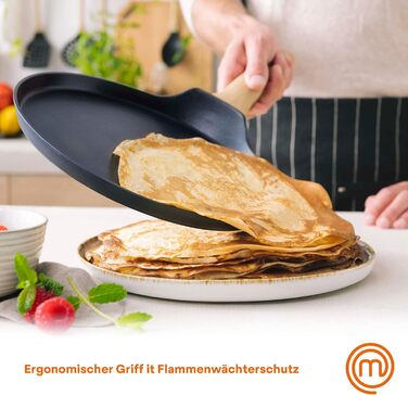 MasterChef Crepe Pan Induction, Pancake Pan for Pancakes, Roti, Omelette, Tortilla, Induction, Gas, Ceramic Stove, Non-Stick Coating Aluminum, 25cm, Extra Wide Natural Collection