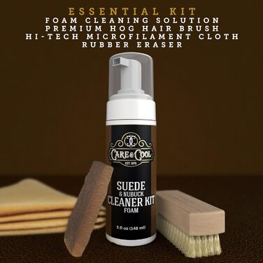 Care & Cool Cleaning Set for Suede and Nubuck, 142 g, restores color and vibrancy to shoes, boots, clothing, and furniture. Includes a high-quality boar bristle brush, Hi-Tech cloth, and...