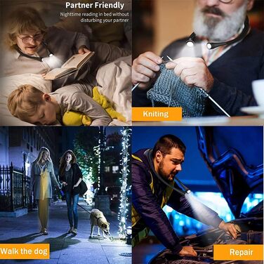 Ліхтарик для читання LED USB акумуляторний, диммер 3 режими, для рукоділля, ремонту, шиття, майстерні, риболовлі (Чорний, 2000mAh)