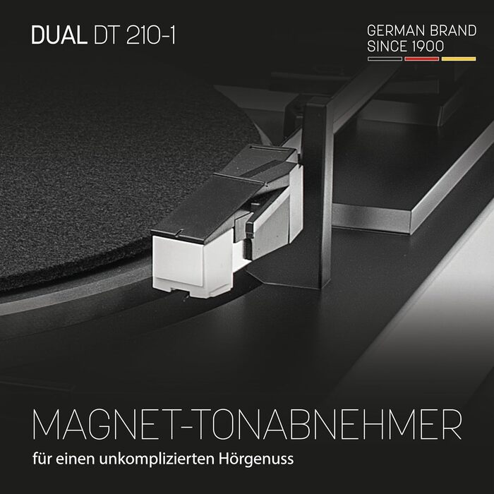 Програвач вінілу Dual DT 210-1 USB: 2 швидкості, магнітний звукознімач, ремінний привід, USB для оцифрування, чорний