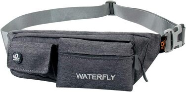 WATERFLY Поясна сумка на пояс для жінок та чоловіків: стильна сумка через плече для спорту, бігу, прогулянок з собакою, подорожей. Темно-сіра