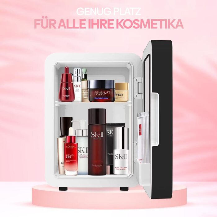 Olvy 4L Mini Skincare Fridge - Portable Beauty Cooler with LED Mirror - Hot & Cold for Bedroom & Office