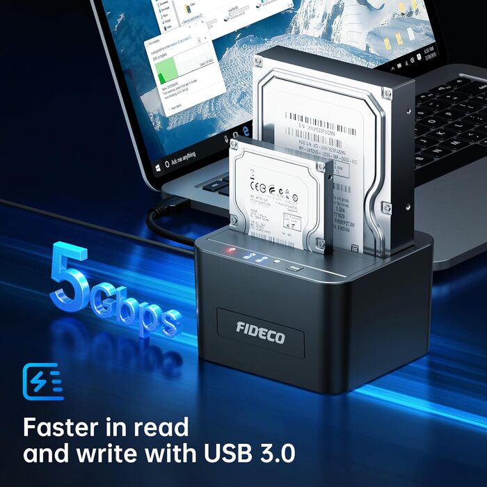 Док-станція для HDD/SSD FIDECO, USB 3.0, 2.5/3.5