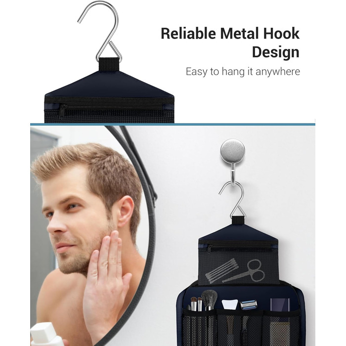 Сумка для туалетних речей Maliton: велика водонепроникна сумка для подорожей, спорту та басейну | 4 відділення | Складана | Navy Blue