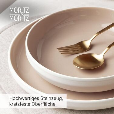 Набір керамічного посуду Moritz & Moritz Cavo на 6 осіб, 24 предмети, колір мигдалевий (Almond) — сучасний сервіз з тарілками, мисками та чашками