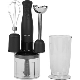 Блендер Petra PT2827BMBLKVDE 3-в-1, 350 Вт, BPA-free, чаша 500 мл, стакан 700 мл, вінчик, 2 швидкості, нержавіючі леза, для дитячого харчування, смузі, соусів