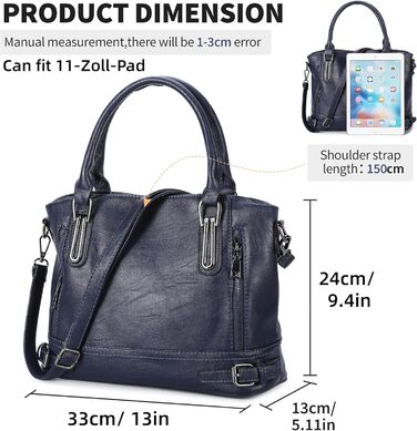 Жіноча сумка-шопер VINBAGGE з PU шкіри, темно-синя, через плече, для офісу та на кожен день