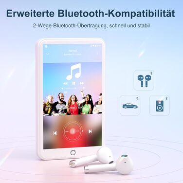 MP3-плеєр MECHEN на Android 9.0 з Wi-Fi та Bluetooth, 4-дюймовий сенсорний екран, підтримка Spotify, Amazon Music, Audible, радіо, білий колір — ідеальний для спорту, подорожей та дітей
