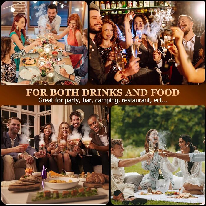 Електричний набір для копчення коктейлів з 4 режимами підсвічування, перезаряджуваний, для віскі, 6 дерев'яних стружок, без бутану, подарунок для чоловіків, батьків, коханих FY01