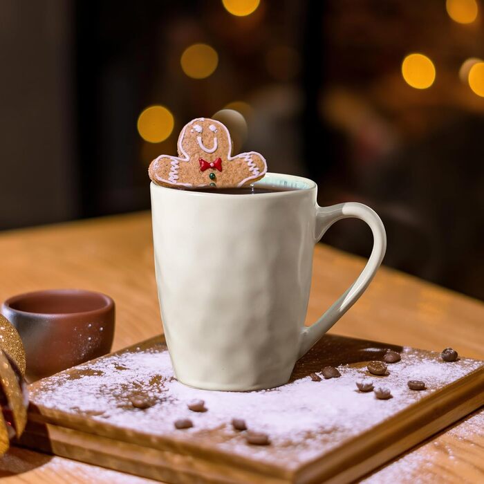 DOWAN Polar Glacier Coffee Mug Set - 6 x 470 ml Modern Stoneware Mug - Large Coffee Mug - Microwave and Dishwasher Safe - Matte White Porcelain Coffee Cups