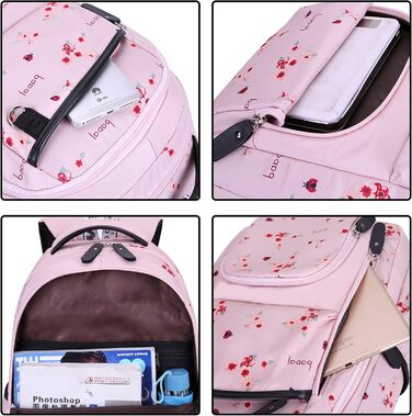 Рюкзак для дівчаток з квітами: шкільний, для подорожей, на ноутбук (рожевий)