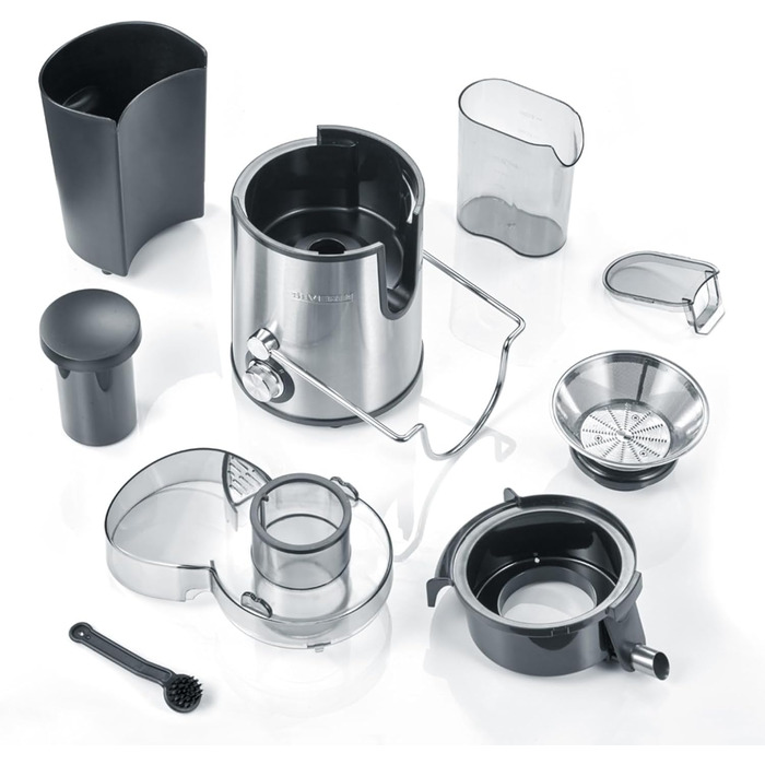 SEVERIN ES 3566: Електрична соковитискачка з нержавіючої сталі, 0.5л, чорний/нержавіюча сталь