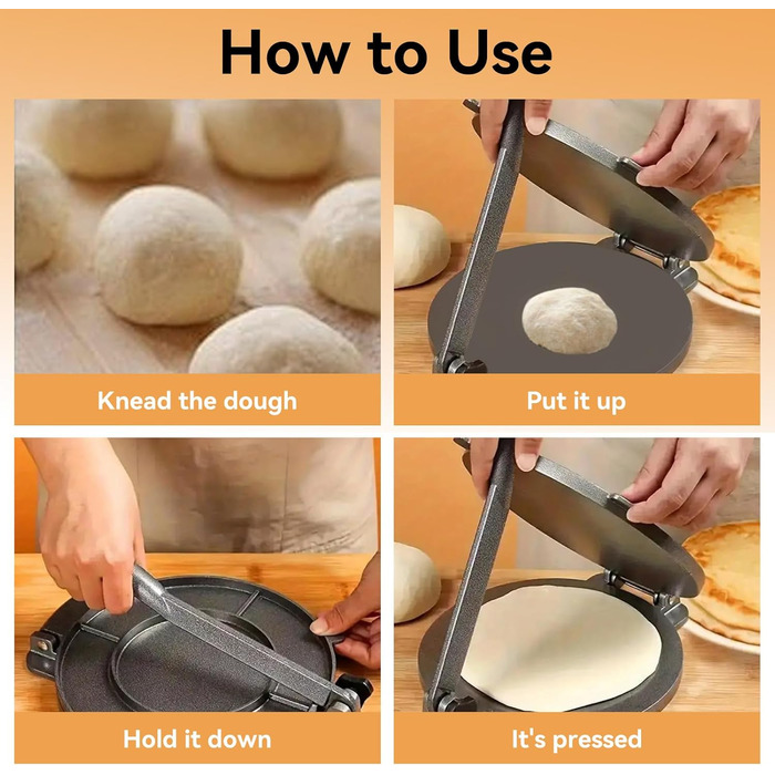 Пресс для тортилій Cyrank, ручний ротатор для роти, прес для тако, ксадила, тортилій, з алюмінієвого сплаву, 16 см, чорний