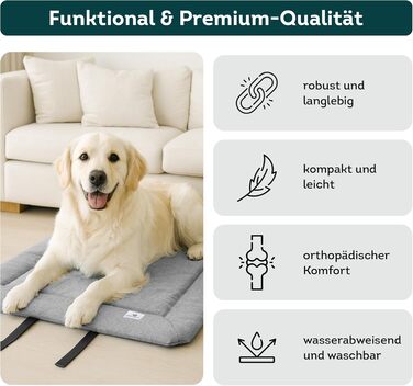 Килимок для собак Wanderpfote, 75 x 50 см – ортопедичний, водонепроникний, для подорожей та авто – сірий (розмір M)