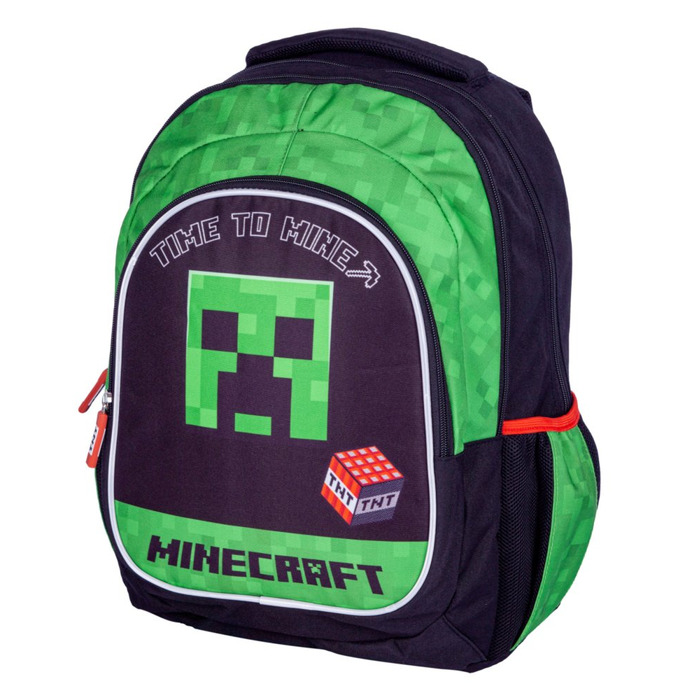 Шкільний багатофункціональний рюкзак Minecraft Astra, чорний з зеленим, 27 л