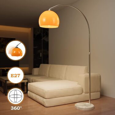 Торшер Jago Bogenleuchte помаранчевий, регульована висота 145-220 см, 1xE27 LED 60W, енергоефективність A++-E